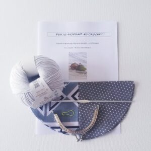 kit diy porte monnaie au crochet coloris gris clair