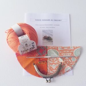 kit complet porte monnaie au crochet coloris orange